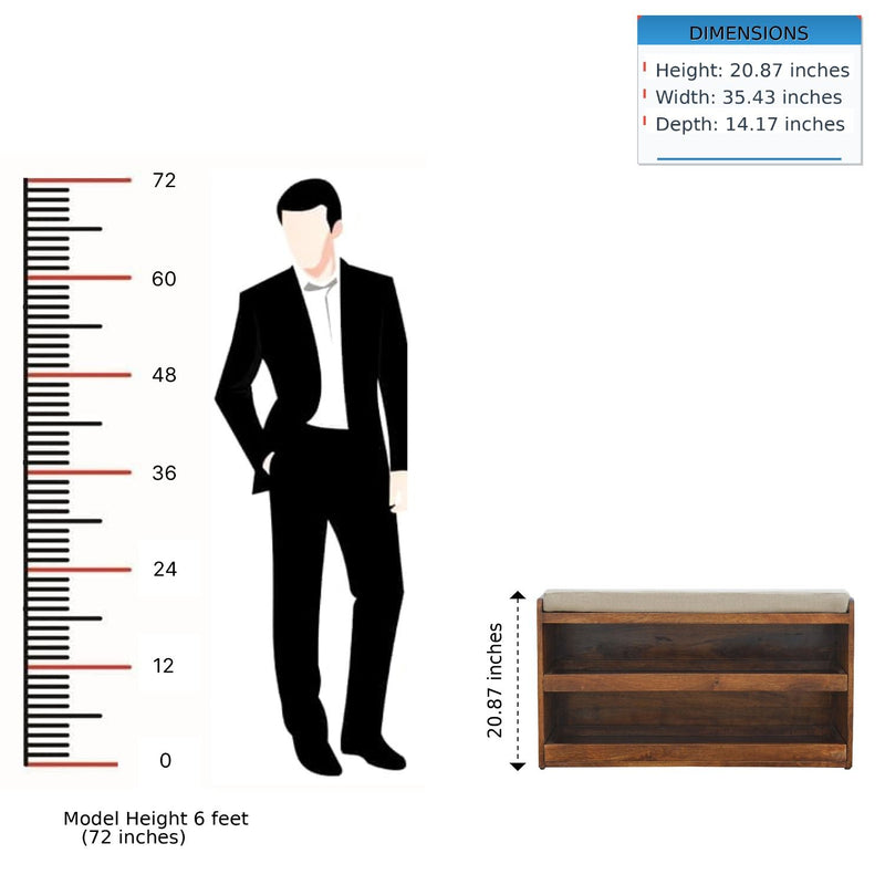 Pull Out Shoe Bench - Chestnut / Mud Linen