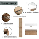 Modern Imitative Wall Mounted Bathroom Vanity With Resin Sink & 2 Side Cabinet, Soft Close Drawer - Imitative Oak