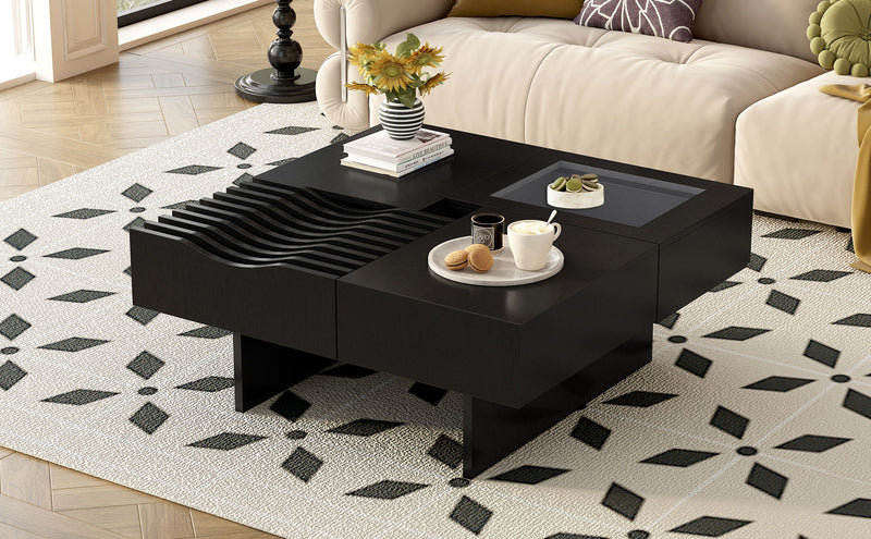 Unique Square Coffee Table With 3 Drawers
