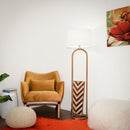 Vivid - Ring Base Floor Lamp With Large Drum Shade - Antique Brass / White