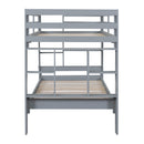 Twin over Twin Bunk Bed with Shelves and Built-in Ladder, Gray