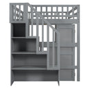 Loft Bed With Stairs, Bookshelf, Drawers, Desk & Wardrobe, Space Saving Multifunctional Furniture