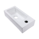 Modern Ceramic Rectangle Wall Mount Bathroom Sink With Single Faucet Hole - White