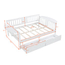 Full size Daybed with Two Drawers, Wood Slat Support, White