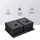Double Bowl Drop In Kitchen Sink 33" X 22" With 16 Gauge Stainless Steel And 2 10" Deep Basins - Gunmetal Black