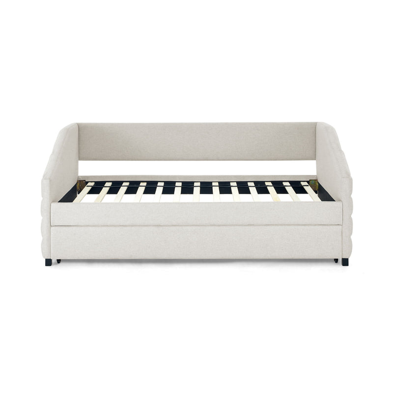 Elegant Daybed With Trundle Upholstered Tufted Sofa Bed
