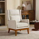 Wide Modern Accent Chair With Wood Legs For Living Room