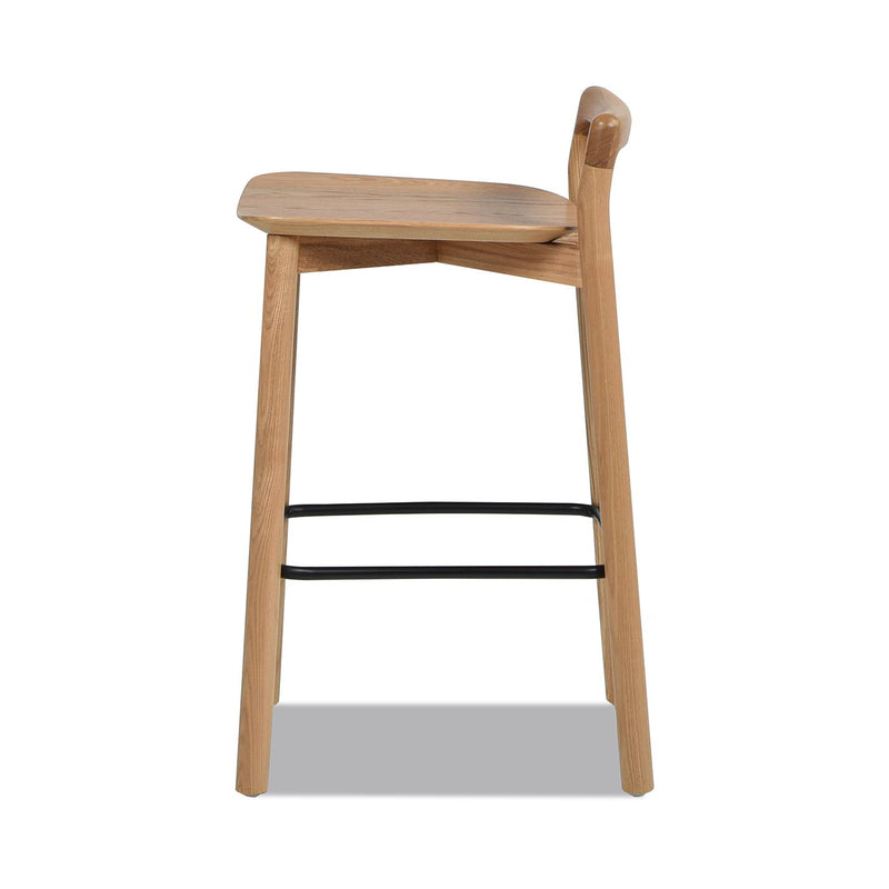 Sven - Modern Minimalist Low Back Counter Stool - Natural Blonde Ash