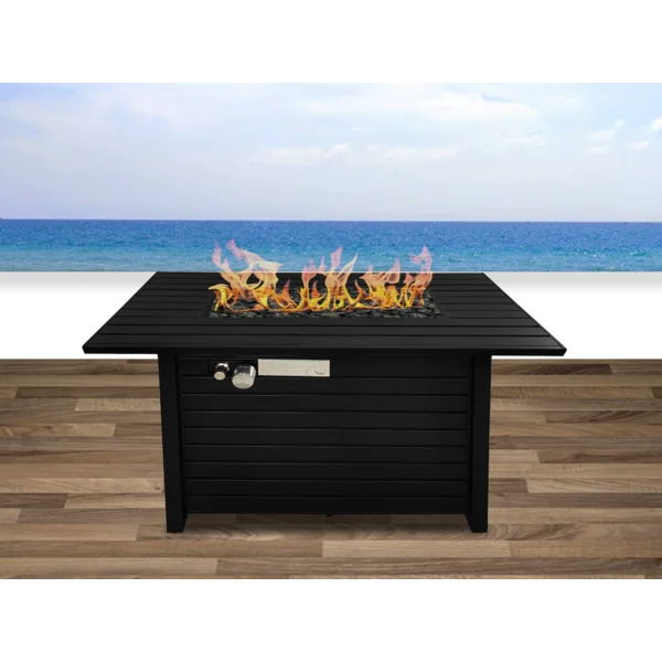 Outdoor Fire Pit Table With Lid, Modern Design - Black