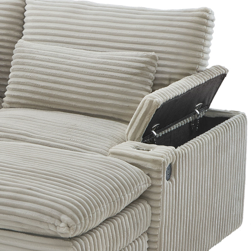 Loveseat Sofa Sectional Convertible With Storage And USB Ports - Gray