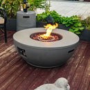 36" Propane Gas Fire Pit Table, 50000 Btu Round Steel Fire Pit With Tank Holder For Outside Patio Deck Garden Backyard - Gray