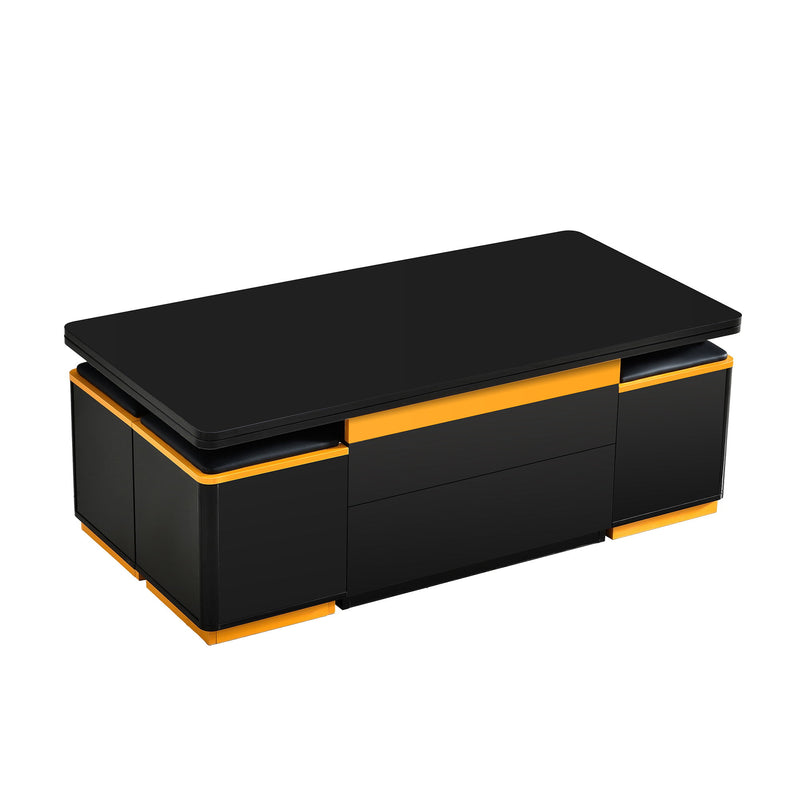 Multi Functional Adjustable Coffee Table With 4 Storage Stools