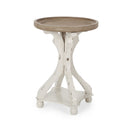 Rustic French Country Accent Table With Hourglass Firwood Base And Lipped Top