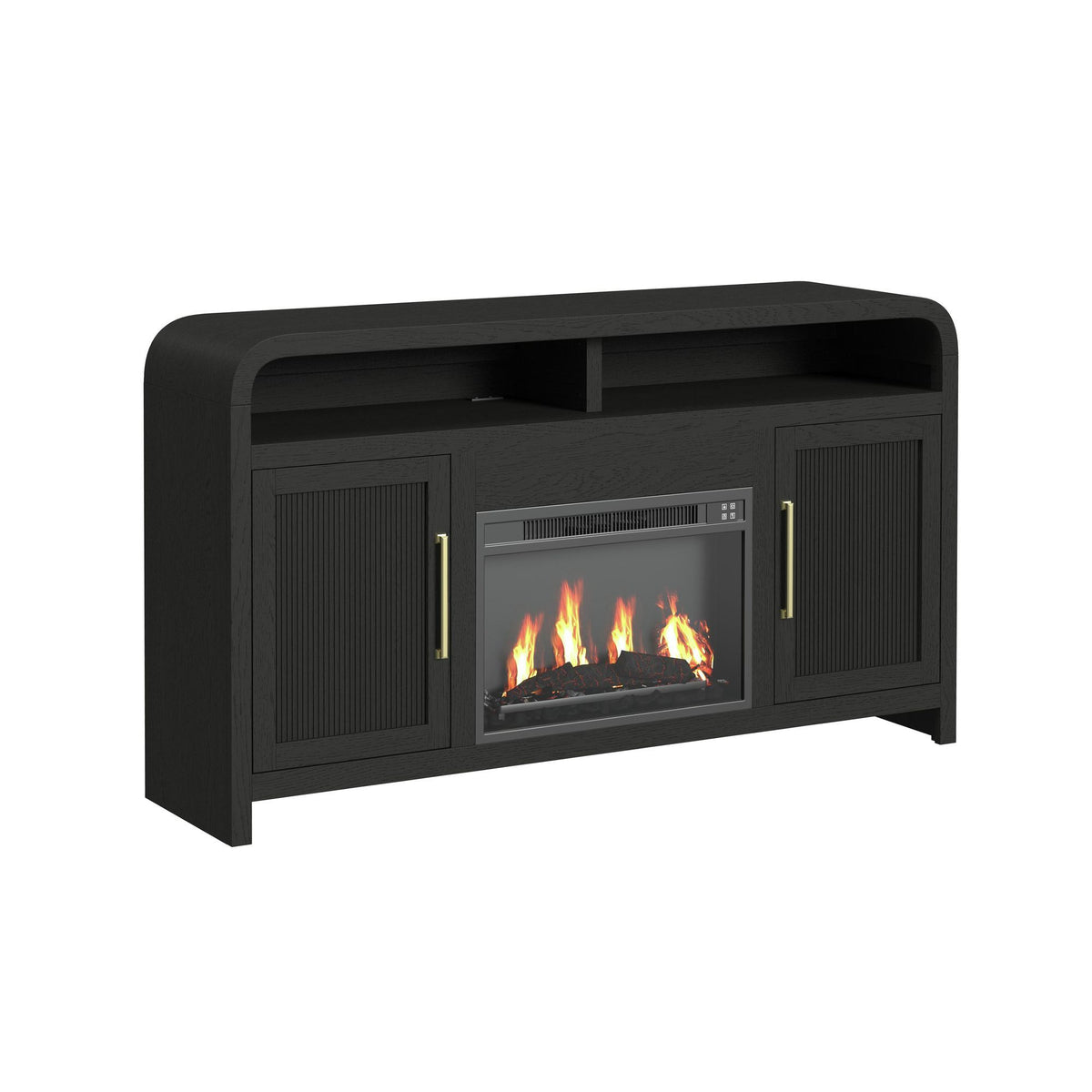 Ridgemont Complete Fireplace Cabinet in Black by Elements International, view 2