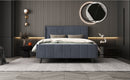 Full Size Upholstered Platform Bed, Velvet, Gray
