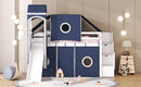 Twin Size Loft Bed with Tent and Tower - Blue