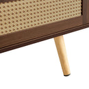 41.34" Rattan Coffee Table, Sliding Door For Storage, Solid Wood Legs, Modern Table For Living Room