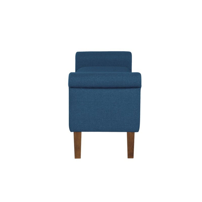 Upholstered Storage Bench With Rolled Armrests