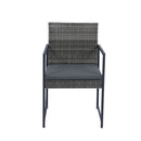 9 Pieces Patio Dining Sets Outdoor Space Saving Rattan Chairs With Glass Table Top Wicker And Cushion - Dark Gray