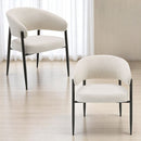Jirina - Chenille Arm Chair With Metal Legs (Set of 2) - Beige & Black