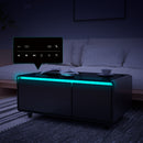 Modern Smart Coffee Table With Built-In Fridge - Bluetooth Speaker, Wireless Charging, Touch Control Panel, USB Interface, Outlet Protection, Atmosphere Light
