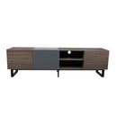 Modern TV With 3 Cabinets & Open Shelves, Color-Matching Media Console Table For Tvs Up To 80'', Entertainment Center With Drop Down Door For Living Room - Dark Brown