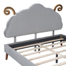 Upholstered Platform Bed With Sheep Shaped Headboard