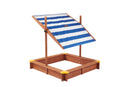 Kids Sandbox With Cover, Sand Box With Adjustable Canopy, Large Outdoor Cedar Sandpit For Backyard Play - Reddish Brown