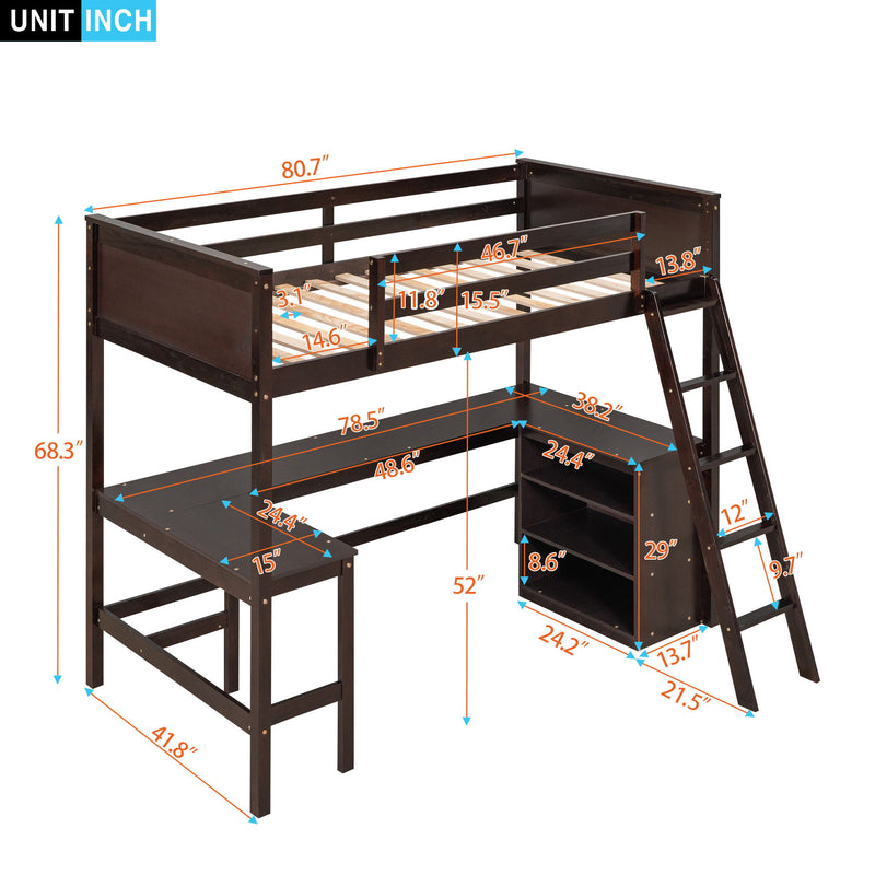 Loft Bed With Shelves With Desk