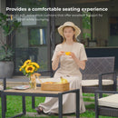 4 Piece Patio Furniture Set With Acacia Wood Table Top And Cushions