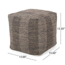 Barracuda - Handcrafted Cotton Pouf With Chevron Pattern - Brown / Beige