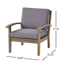 Peyton Club Chair Outdoor Seating Dark Gray Acacia Wood 32.25 X 28.00 X 31.25"