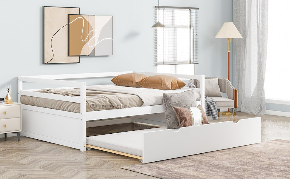 Twin Size Wood Daybed with Twin Size Trundle, White - Atlantic Fine Furniture Melbourne FL