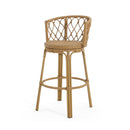 Bohemia - Outdoor Brown Wicker Bar Stool (Set of 2) With Metal Frame And Faux Rattan - Light Brown