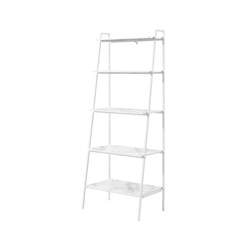 Modern Ladder Bookshelf - White / White