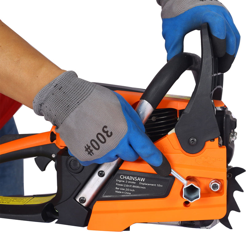 Professional Gasoline Chainsaw 20" 52Cc For Tree And Wood Cutting - Orange