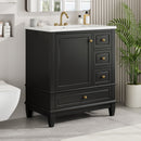 30" Bathroom Vanity With Sink, 1 Door With Shelf And 3 Drawers, Soft Close Door - Black