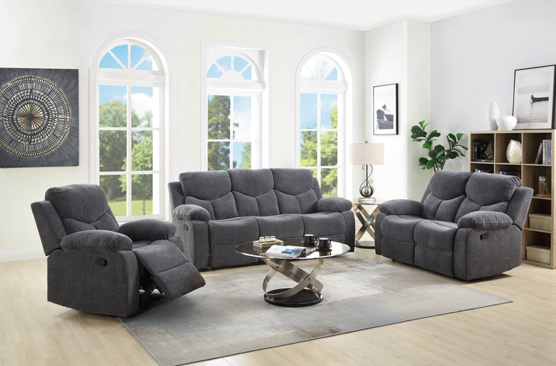 Kalen - Chenille 3 Piece Recliner Living Room Set - Gray