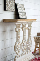 Classic Vintage Wash Console Table With Wood Top - Brown / Antique White