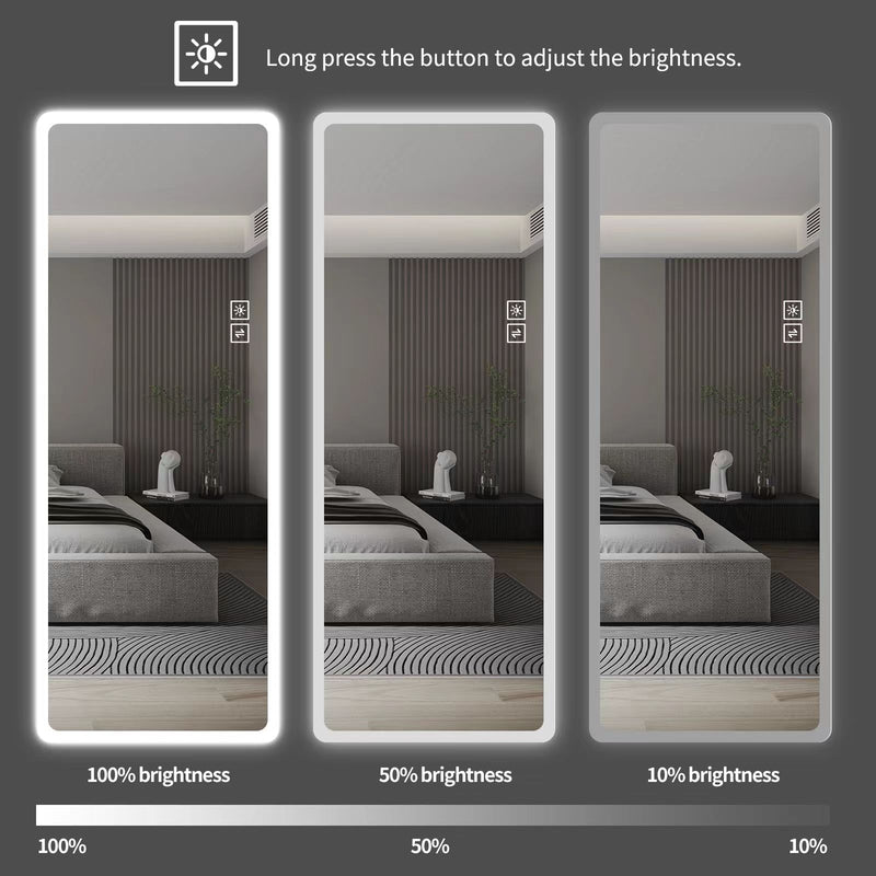 Full Length Mirror Lighted Vanity Body Mirror LED Mirror Wall-Mounted Mirror Big Size Rounded Corners, Bedroom, Living Room, Dressing Room, Hotel - Clear