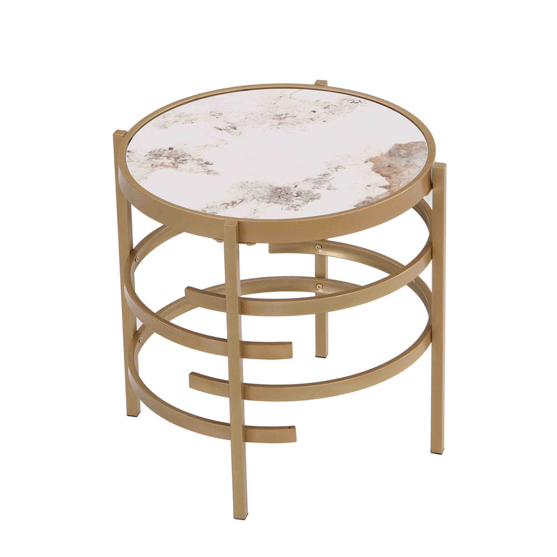 Elegant Pandora Sintered Stone End Table, Small Coffee Table For Living Room