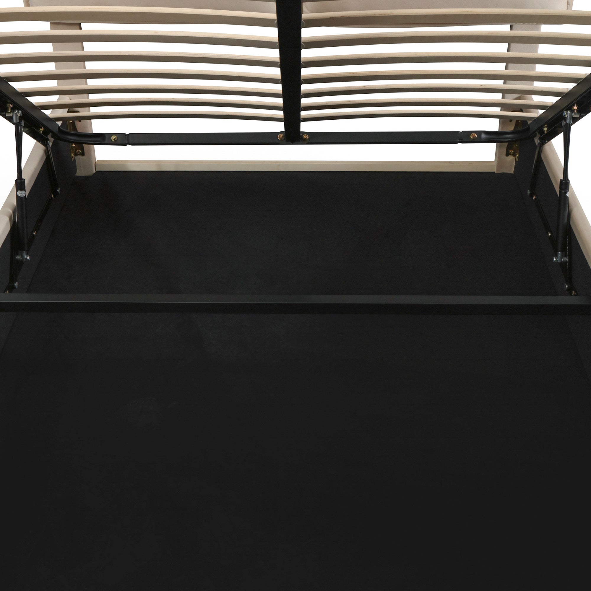 Upholstered Platform bed with a Hydraulic Storage System, Full size, Beige - Atlantic Fine Furniture Melbourne FL