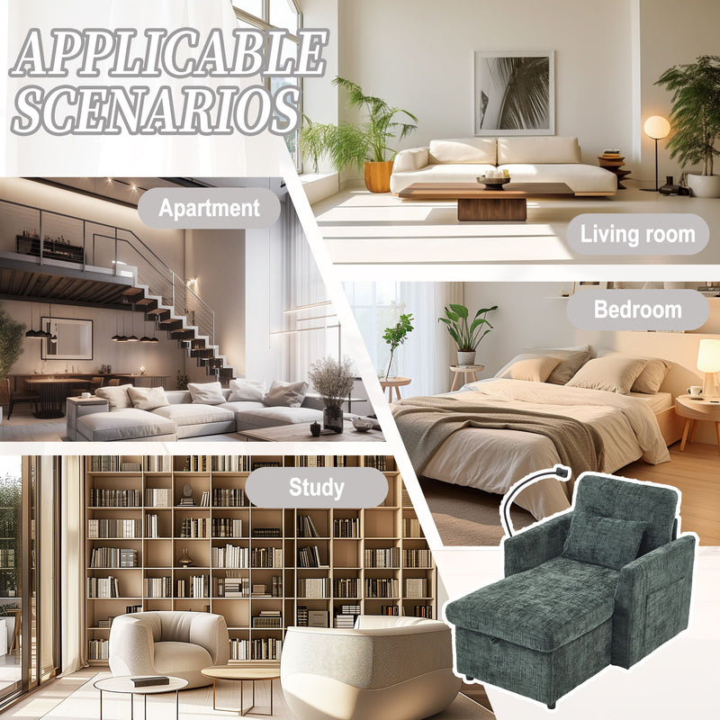 Multifunctional Chenille Recliner Sofa With Storage And Phone Bracket