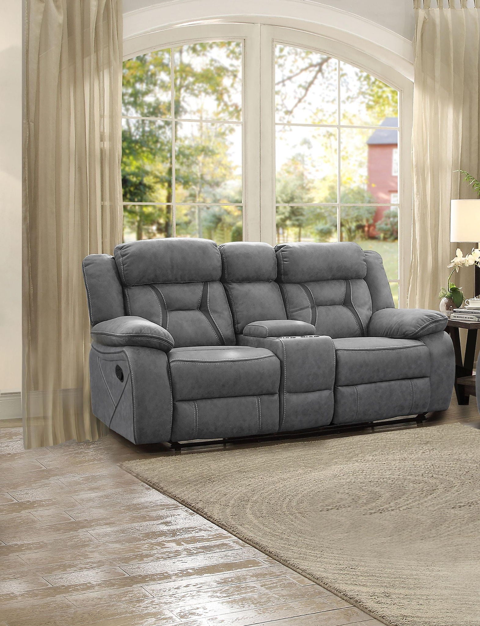 Higgins Upholstered Motion Reclining Loveseat Grey
