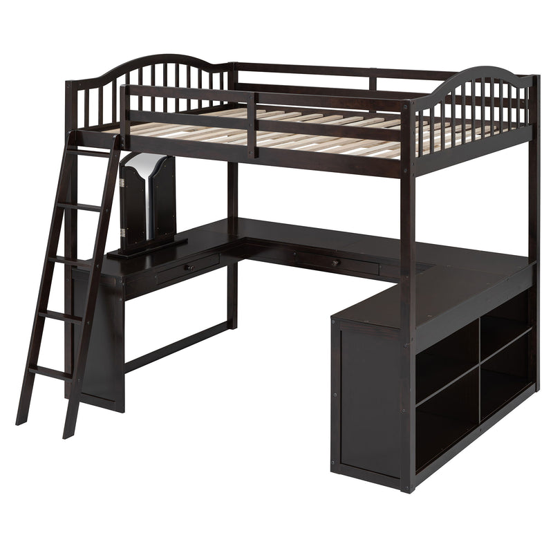 Loft Bed With Drawers, Cabinet, Shelves With Desk