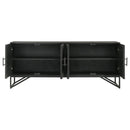 Riddell - 4 Door Wood Reeding Accent Cabinet - Matte Black