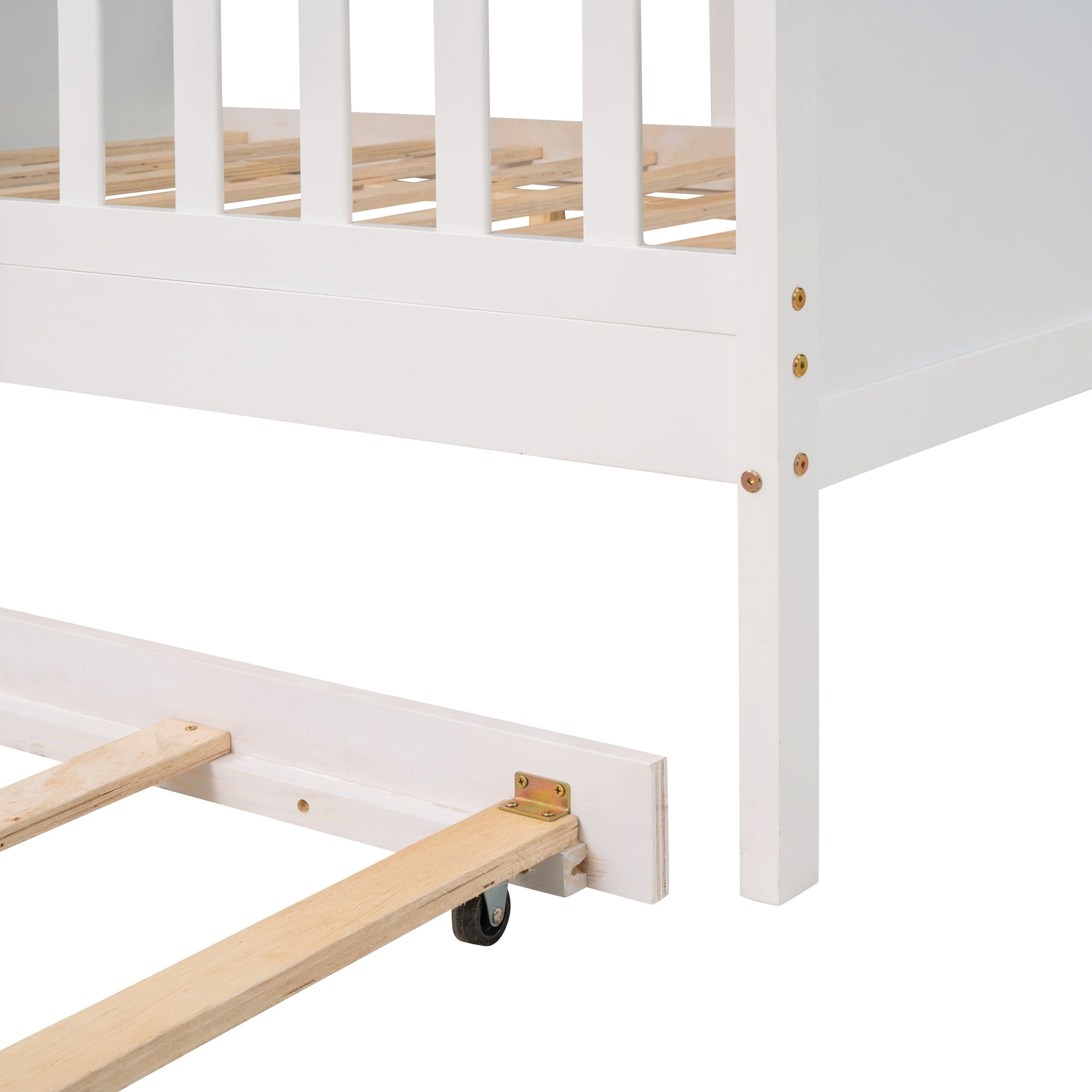 Full Size House Bed Wood Bed with  Twin Size Trundle ( White ) - Atlantic Fine Furniture Melbourne FL