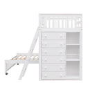 Bunk Bed With 6 Drawers And Flexible Shelves, Bottom Bed With Wheels