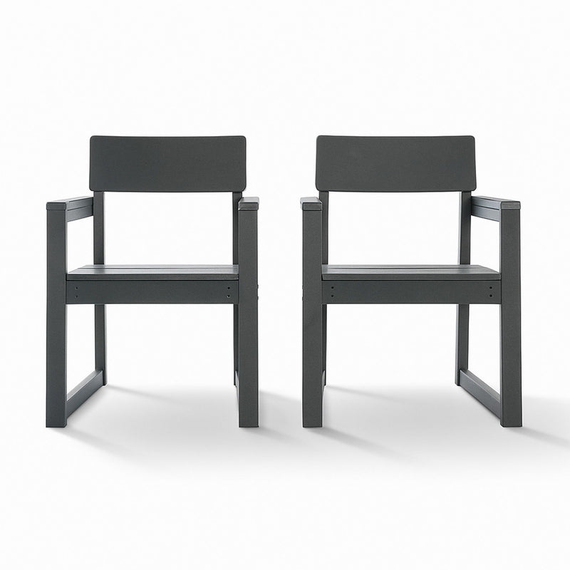5 Piece Outdoor Dining Set For 4, Patio Table With Umbrella Hole And 4 Armrest Chairs For Backyard - Gray