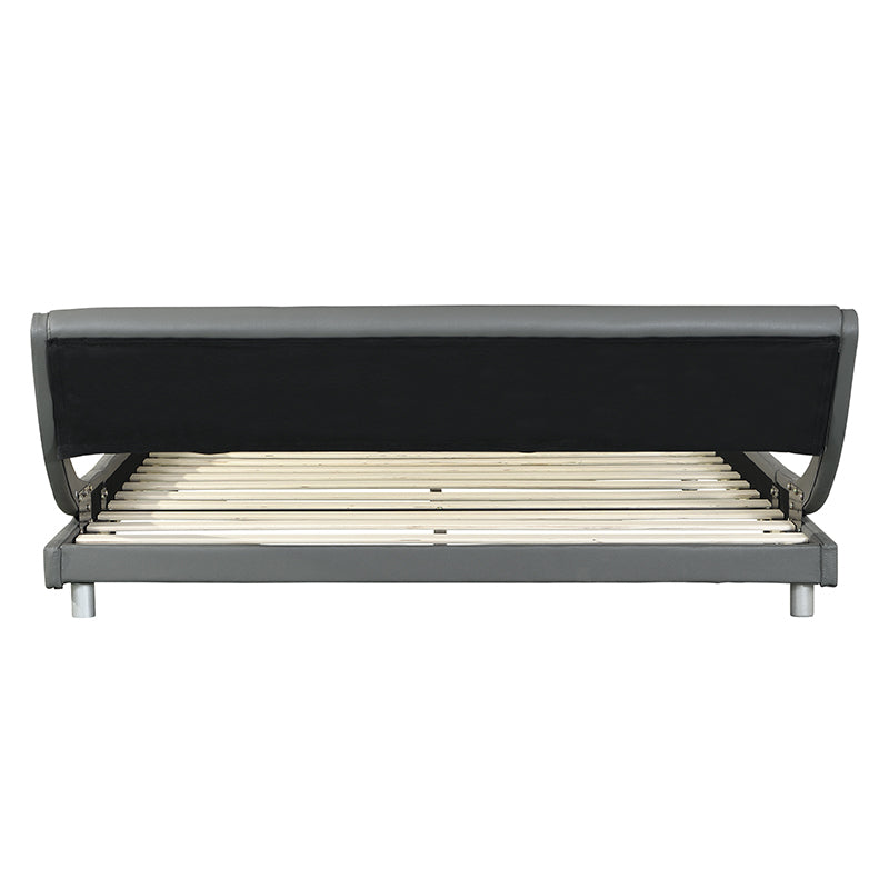 Faux Leather Upholstered Platform Bed Frame, Curve Design, Wood Slat Support, No Box Spring Needed, Easy Assemble, Queen Size, Gray - Atlantic Fine Furniture Melbourne FL
